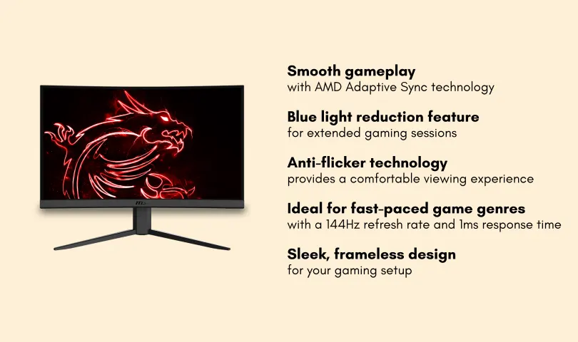 11 Best computer monitors under Rs 15000 in India 5 MSI Optix G24C4 with details