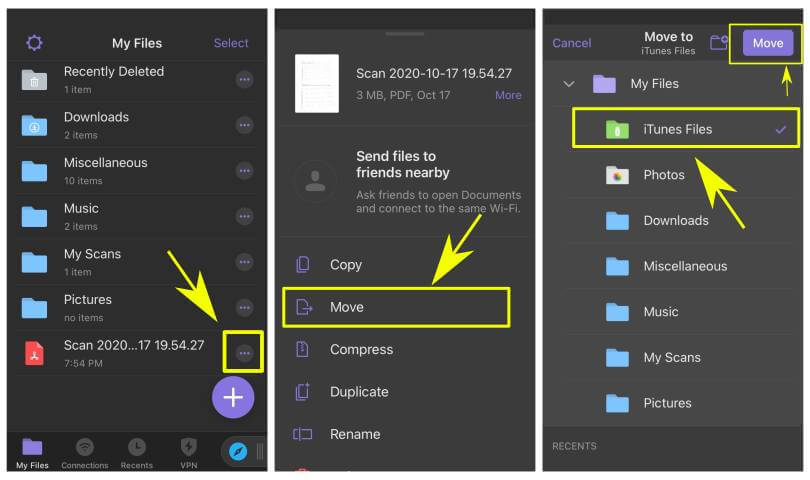 How to scan and transfer a document as PDF from iPhone to Windows PC? 16 Move files to iTunes file folder of Documents App