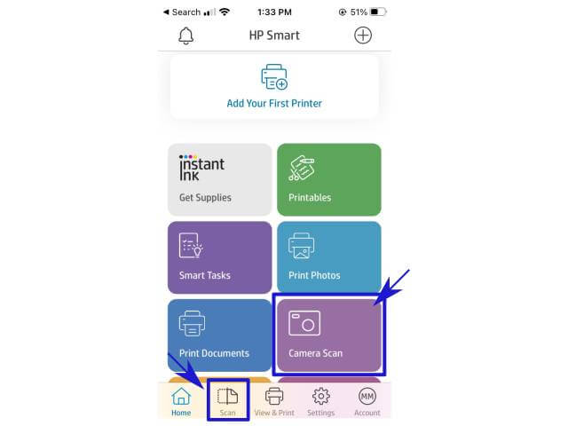How to scan and transfer a document as PDF from iPhone to Windows PC? 2 HP smart Camera Scan