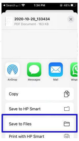 How to scan and transfer a document as PDF from iPhone to Windows PC? 6 HP smart Preview-save