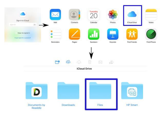 How to scan and transfer a document as PDF from iPhone to Windows PC? 8 icloud login step