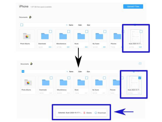 How to scan and transfer a document as PDF from iPhone to Windows PC? 15 Download file from Documents App