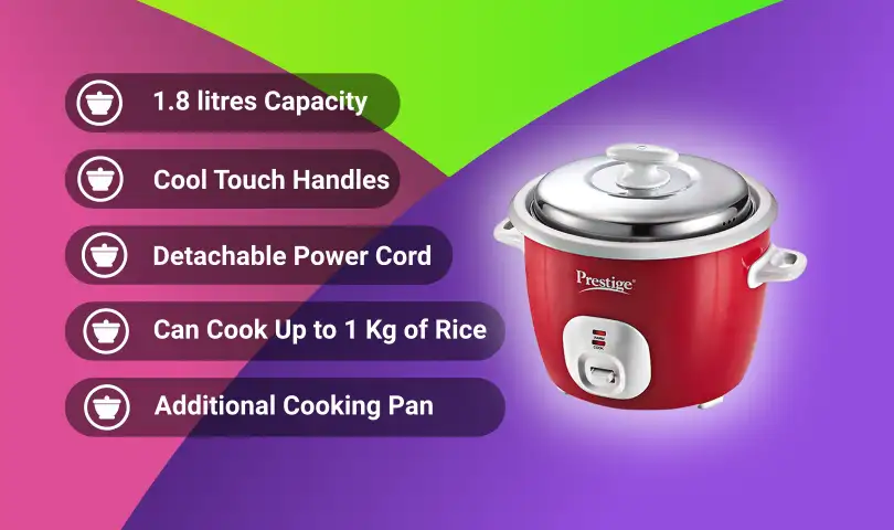 5 Best electric rice cookers under Rs 2500 in India 1 Prestige Delight Electric Rice Cooker