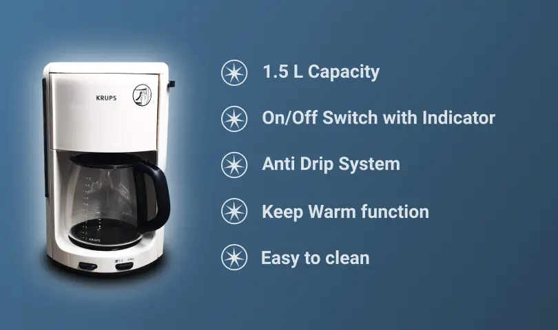 5 Best Electric Drip Coffee Makers Under Rs 2000 For Home 5 Furn Aspire Krups ProAroma Filter Coffee Machine