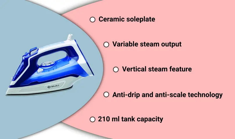 5 Best Irons under Rs 2500 in India 5 Bajaj MX40C 2000 Watts Steam Iron