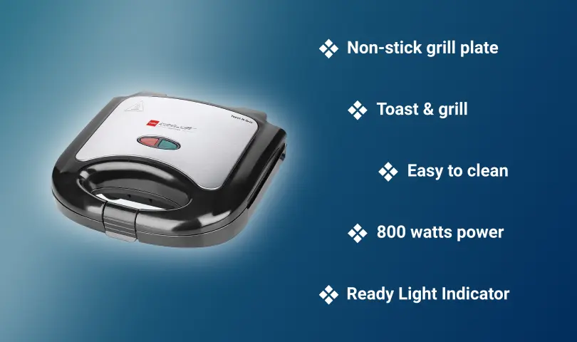 5 Best Sandwich Makers in India 2 Cello Super Club 800-Watt Toast N Grill Sandwich Maker