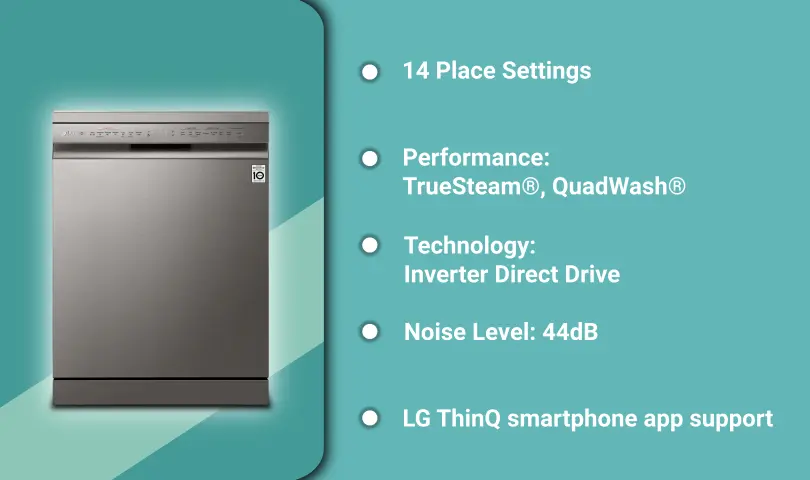 Top 5 Best Efficient & Powerful Dishwashers in India 1 LG Dishwasher DFB424FP