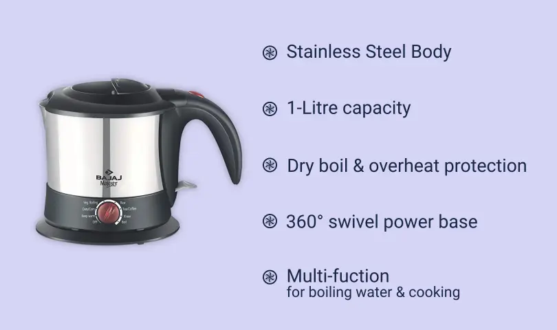 5 Best Multipurpose Electric Kettles In India 5 Bajaj Majesty KTX 9 electric kettle