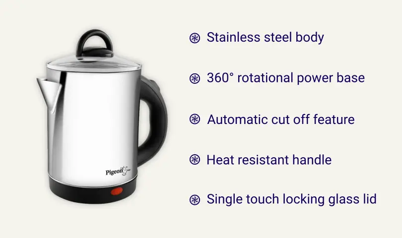 5 Best Multipurpose Electric Kettles In India 1 Pigeon by Stovekraft Quartz Kettle