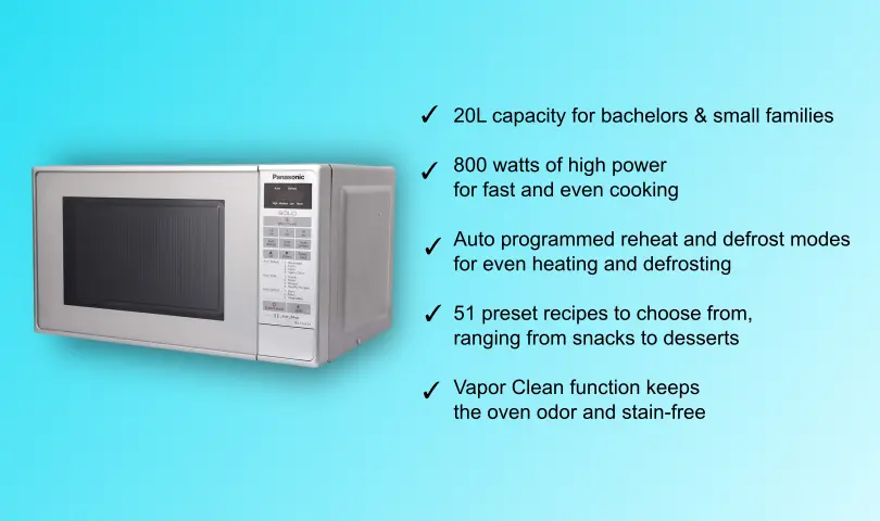 Top 5 Best Solo Microwave Ovens Under Rs 6000 In India 1 Panasonic NN-ST26JMFDG 20L Solo Microwave Oven